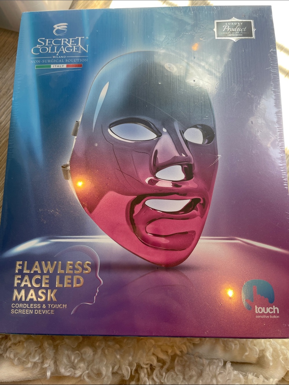 Secret Collagen Flawless Face LED Mask CORDLESS & Touchscreen Device BRAND NEW